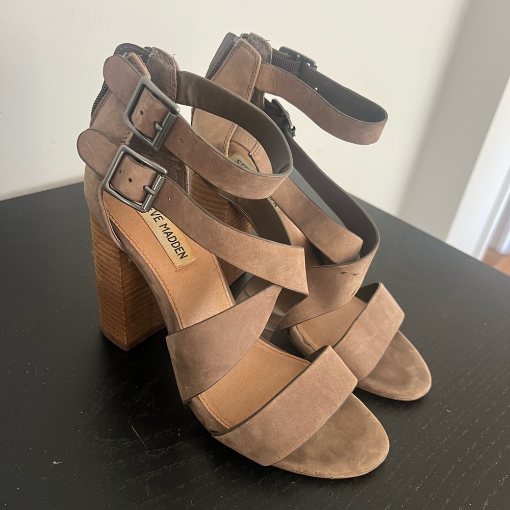 Steve Madden Tan Block Heel Sandals